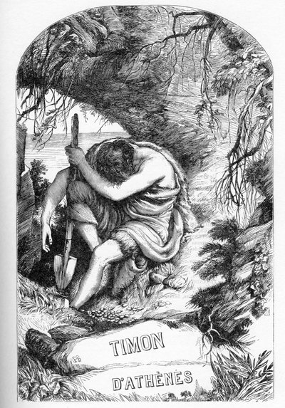 Timon of Athens (The Life of Tymon of Athens) – Ilustrace v „“ Completes de William Shakespeare“““ 1866 – Ilustrace a obecná forma tohoto vydání jsou vypůjčeny z Cassellova ilustrovaného Shakespeara, vydaného v Londýně od English School
