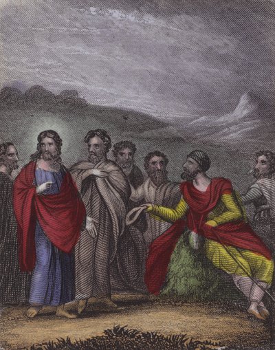 "Je dáno," řekl Ježíš, "prohlédni si,"... (barevná rytina) od English School
