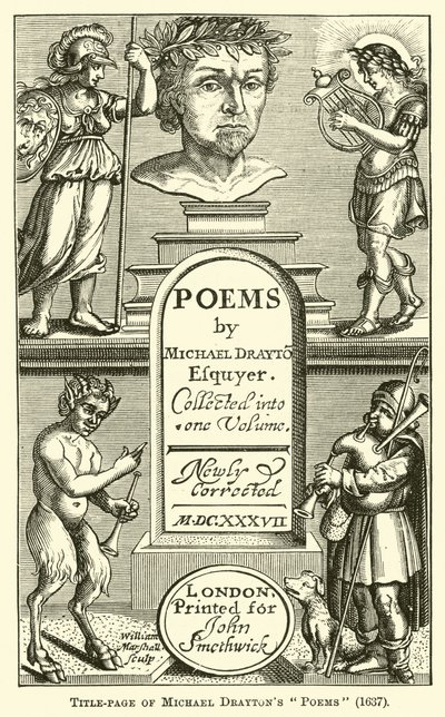 Titulní strana Michael Draytons Poems, 1637 od English School