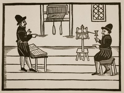 Titulní strana Pravdivého diskurzu dvou neslavných proroků, Richarda Farnhama, Weavera, z White-Capel, a Johna Bulla, Weavera, ze Saint Botolphs, Algate od TH 1636 (sépiová fotografie) od English School