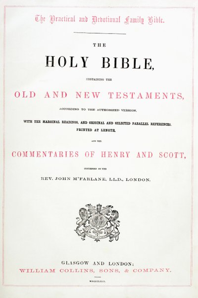 Titulní strana z Bible svaté od English School