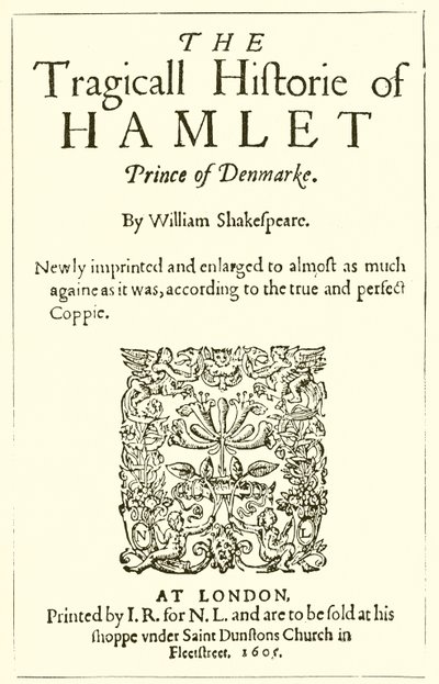 Titulní strana Shakespearova Hamleta od English School