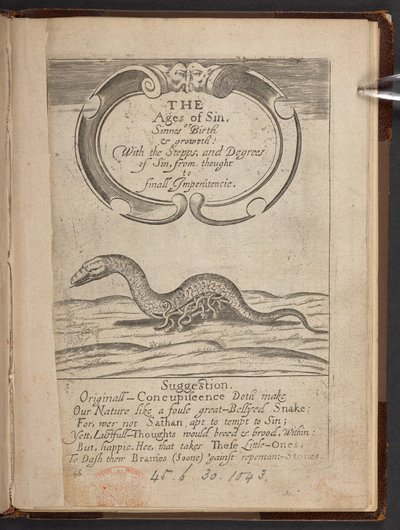 Titulní strana The Ages of Sin, aneb Sinnes narození a růst od English School