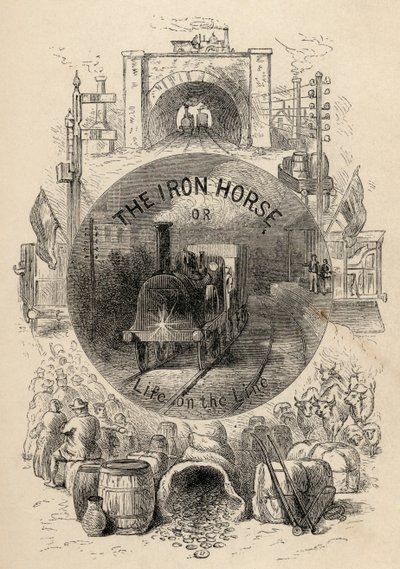 Titulní strana Železného koně aneb Život na lince od R.M. Ballantyne, publikoval 1884 od English School