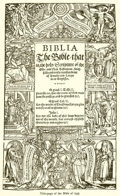 Titulní strana Bible z roku 1535 od English School
