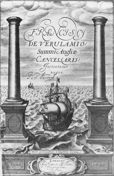 Titulní strana prvního vydání Novum Organum od Sira Francise Bacona, 1620 od English School