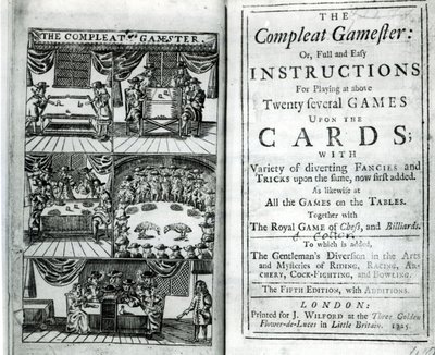 Titulní strana pátého vydání The Compleat Gamester, připisovaná Charlesi Cottonovi (1630-87), pub. 1725 od English School