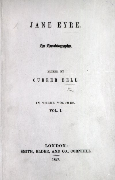 Titulní strana prvního vydání Jane Eyre od Charlotte Bronteové, 1847 (tisk) od English School