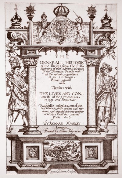 Titulní strana, Knolles Generall Historie Turků, hospoda. od Adama Islipa, 1603 od English School