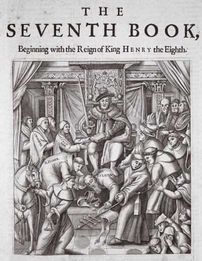Titulní strana, Sedmá kniha, aktů a památek od Johna Foxe, deváté vydání, pub. 1684 od English School