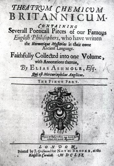 Titulní strana Theatrum Chemicum Britannicum od Eliase Ashmola, 1652 (tisk) od English School