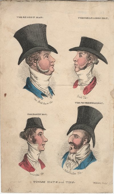 Tonish klobouky a kravaty, kolem 1815-20 od English School