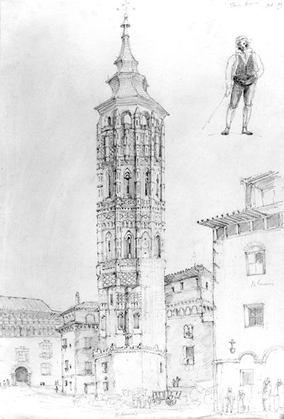 Nová věž v Zaragoze, 1831 (kresba) od English School