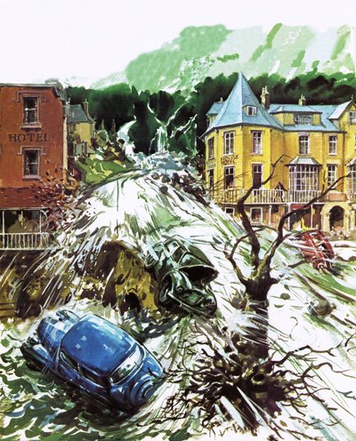 Příval teroru v Lynmouth, Devon, srpen 1952 od English School