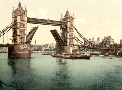 Tower Bridge, Londýn (ručně kolorovaná fotografie) od English School