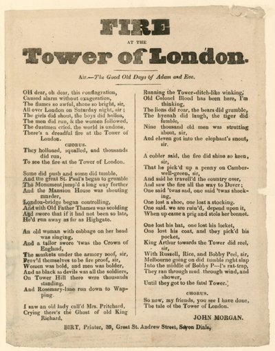 Požár londýnského Toweru, 1841 od English School