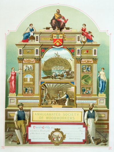 Obchodní znak Amalgamated Society of Woodworkers, 1860 od English School
