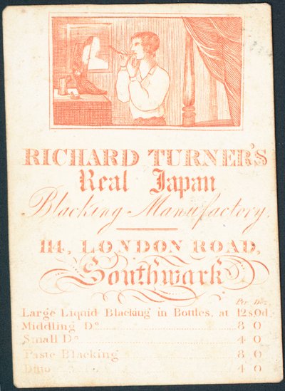Obchodní karta, Richard Turners Real Japan Blacking Manufactory od English School