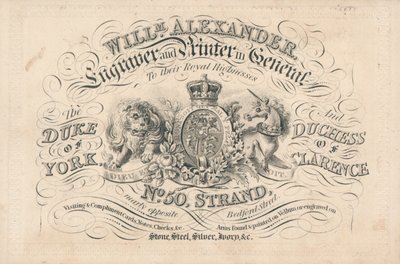 Vizitka, William Alexander od English School