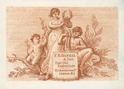 Vizitka firmy F B Daniell  Son, fine old engravings, Londýn (rytina) od English School