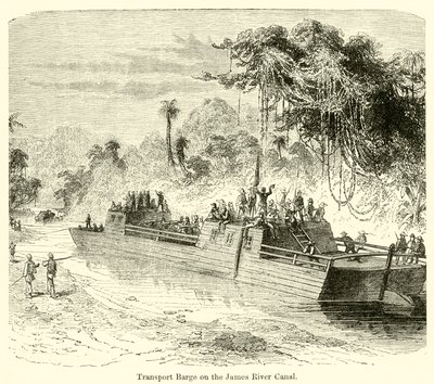 Transport Barge na James River Canal (rytina) od English School