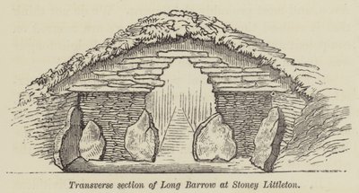 Příčný řez Long Barrow ve Stoney Littleton (rytina) od English School