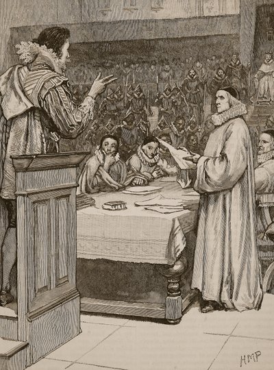 Buckinghamský proces, ilustrace z Cassells Illustrated History of England (sépiová fotografie) od English School