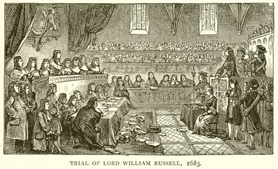Proces s lordem Williamem Russellem, 1683 od English School