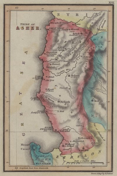 Tribe of Asher (barevná rytina) od English School