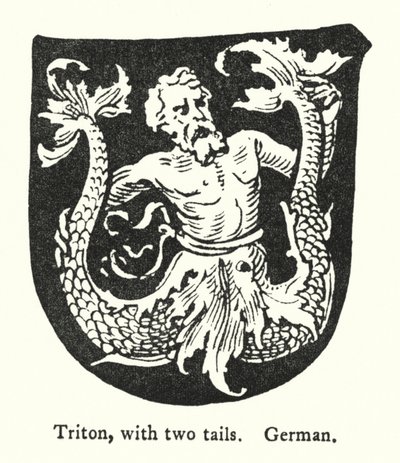Triton, se dvěma ocasy, německy (rytina) od English School
