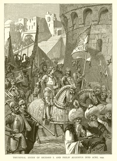 Triumfální vstup Richarda I. a Filipa Augusta do Akkonu, 1191 od English School