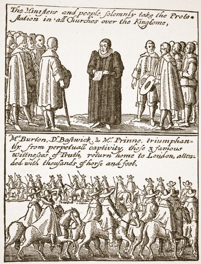 Pravdivé informace o počátku a příčině všech našich potíží: jak se vylíhly a jak jim zabránit, z puritánského pamfletu z roku 1648, ilustrace z anglikánské církve: Dějiny pro lidi od H.D. od English School