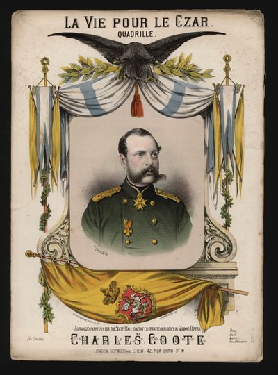 Ruský car Alexandr II., obálka La Vie pour le Czar, čtveřice od Charlese Cootea od English School