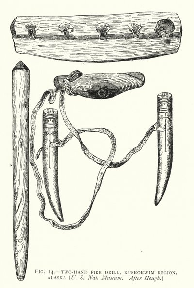 Dvouruční požární cvičení, Kuskokwim Region, Aljaška (litho) od English School