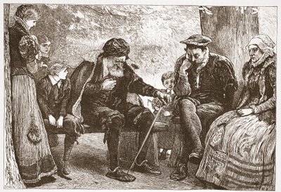 Under the Linden-trees, ilustrace z Historie protestantismu od Jamese Aitkena Wylie (1808-1890), hospoda. 1878 od English School
