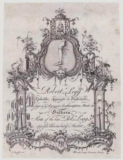 Čalouník, Robert Legg, vizitka od English School