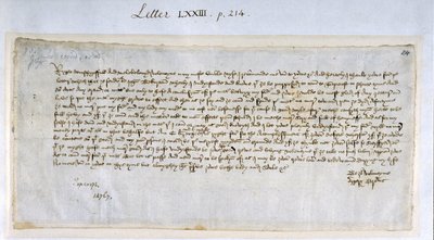 Valentýnský dopis od Margery Brews Johnu Pastonovi III, únor 1477 (pero a inkoust na papíře) od English School