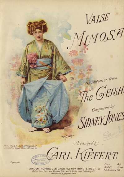 Valse Mimosa, na melodie z Gejši, složil Sidney Jones a aranžoval Carl Kiefert (barevné lito) od English School