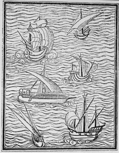 Plavidla raných španělských navigátorů, z „Příběhu a kritické historie Ameriky“, editoval Justin Winsor, Londýn, 1886 od English School