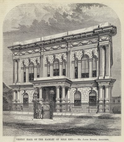 Vestry Hall of the Hamlet of Mile End (rytina) od English School