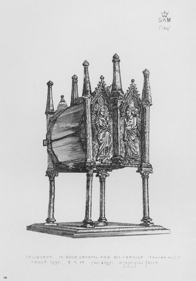 Victoria And Albert Museum: Relikviář, v křišťálu a stříbrném zlacení, italsky, asi 1350 od English School