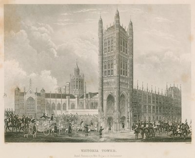 Victoria Tower, Westminsterský palác, Londýn od English School