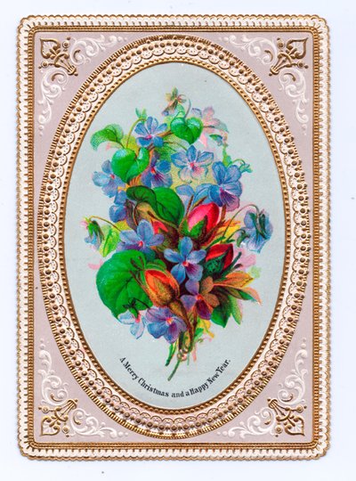 Viktoriánské vánoční přání, kolem roku 1880 od English School