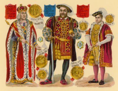 Viktoriánský šrot: král Jindřich VII., král Jindřich VIII., král Edward VI od English School