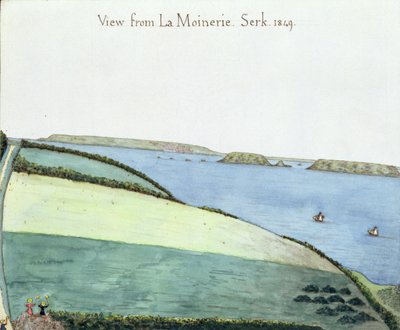 Pohled z la Moinerie, Serk, 1849 (wc na papíře) od English School
