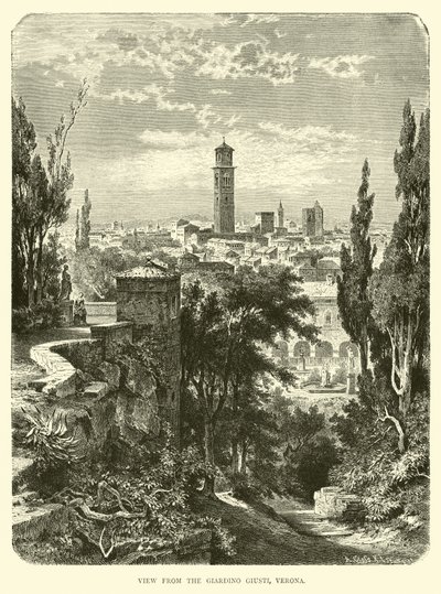 Pohled z Giardino Giusti, Verona od English School