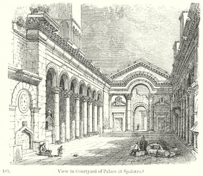 Pohled na nádvoří paláce ve Spalatru (rytina) od English School