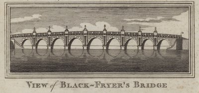 Pohled na Blackfriars Bridge, Londýn (rytina) od English School