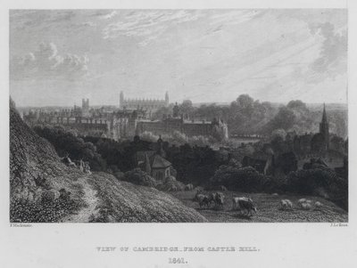 Pohled na Cambridge, z Castle Hill (rytina) od English School