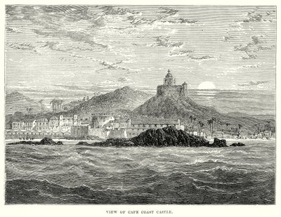 Pohled na hrad Cape Coast (rytina) od English School